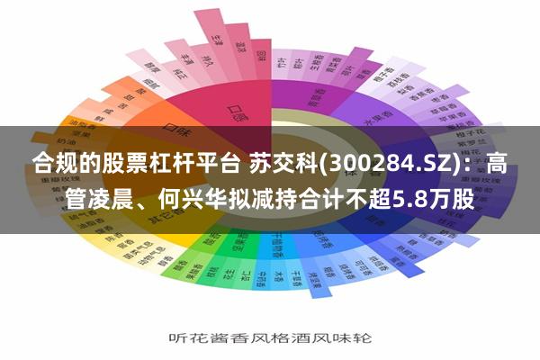 合规的股票杠杆平台 苏交科(300284.SZ)：高管凌晨、何兴华拟减持合计不超5.8万股